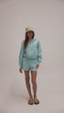 FRENCH TERRY RAW-EDGE ZIP HOODIE